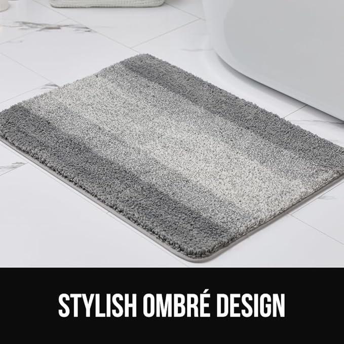 GORILLA GRIP Ultra Soft Plush Bathroom Rugs with Textured Rubber Backing, 40 x 24 Absorbent Quick Dry Bath Mat, Machine Washable Shower Mats, Home Décor Accessories Bathmat Rug Essentials, Light Blue