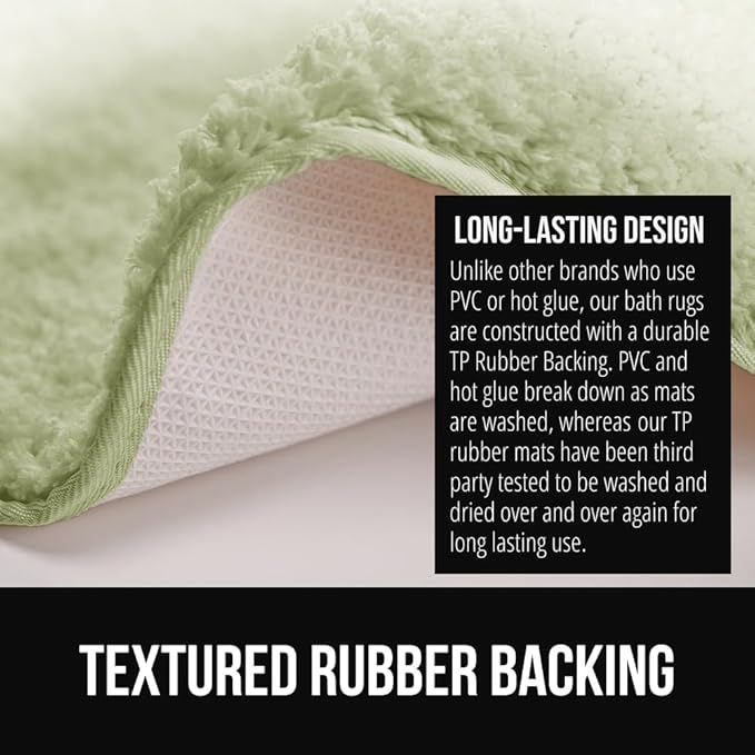 GORILLA GRIP Ultra Soft Plush Bathroom Rugs with Textured Rubber Backing, Absorbent Quick Dry Bath Mat, Machine Washable Shower Mats, Home Décor Accessories Bathmat Rug Essentials, 24 x 16 Sage