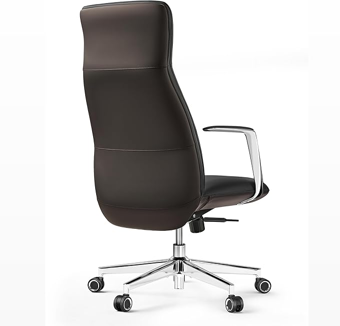 EUREKA ERGONOMIC Royal Slim Executive High Back Black Leather Office Chair, Home Desk Chair for Adults, Big and Tall with Wheels, Swivel Rolling