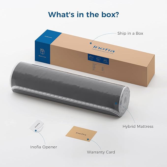 Inofia Twin Size Mattress, 14 inch Hybrid Twin Mattress in A Box,Ultra Comfort Memory Foam Layer, Medium Feels, Cooling Breathable Cover,Low Motion Transfer Supports for Any Sleep Position