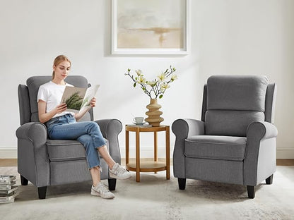 Recliner Chair for Living Room, Modern Reclining Sofa Home Theater Seating with Upholstered Push Back, Mid-Century Reclining Armchair with Lumbar Support, Bedroom, Reading Nook, Office, Set of 2