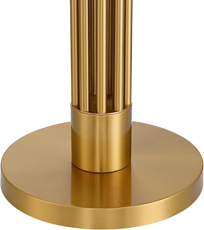 Possini Euro Design Granview Mid Century Modern 66" Tall Standing Floor Lamp with Glass Table USB Port Gold Metal Warm Brass Finish Living Room Bedroom House Reading Office Home Decor Entryway
