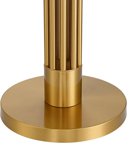 Possini Euro Design Granview Mid Century Modern 66" Tall Standing Floor Lamp with Glass Table USB Port Gold Metal Warm Brass Finish Living Room Bedroom House Reading Office Home Decor Entryway