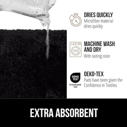 GORILLA GRIP Bathroom Rugs, 30x20, Ultra Soft Absorbent Mat, Thick Plush Bath Rug, Machine Washable, Microfiber Quick Dry, Mats for Shower, Bathtub and Floor, Home Decor Accessories, Black