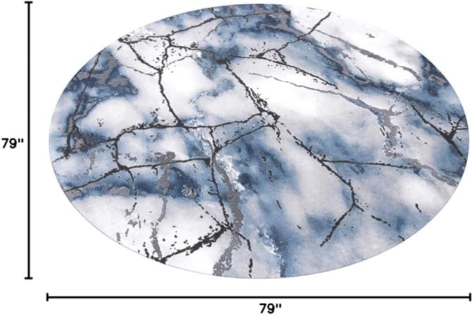 SAFAVIEH Craft Collection 6'7" Round Grey/Blue CFT877L Modern Abstract Non-Shedding Dining Room Entryway Foyer Living Room Bedroom Area Rug