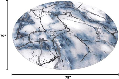 SAFAVIEH Craft Collection 6'7" Round Grey/Blue CFT877L Modern Abstract Non-Shedding Dining Room Entryway Foyer Living Room Bedroom Area Rug