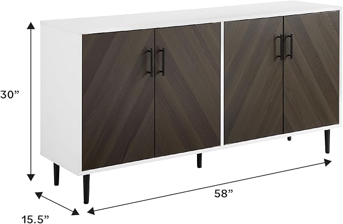 Walker Edison Fehr Modern 4 Door Bookmatch Buffet, 58 Inch, Ash Brown