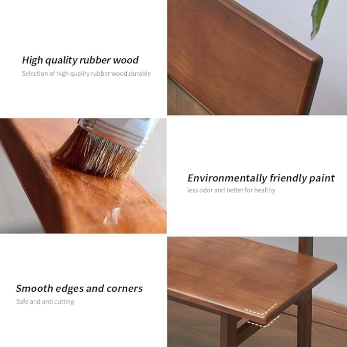 Outdoor Indoor Bench, 39.3" Patio Garden and Balcony Wooden Bench, Weatherproof Sturdy Wood Garden Bench with Seat for Porch, Park, Backyard, 2-Person Walnut Loveseat with Backrest