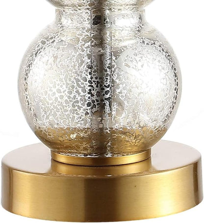 JONATHAN Y JYL1021C February 21" Glass/Metal LED Table Lamp Contemporary Bedside Desk Nightstand Lamp for Bedroom Living Room Office College Bookcase LED Bulb Included, Mercury Glass/Brass Gold