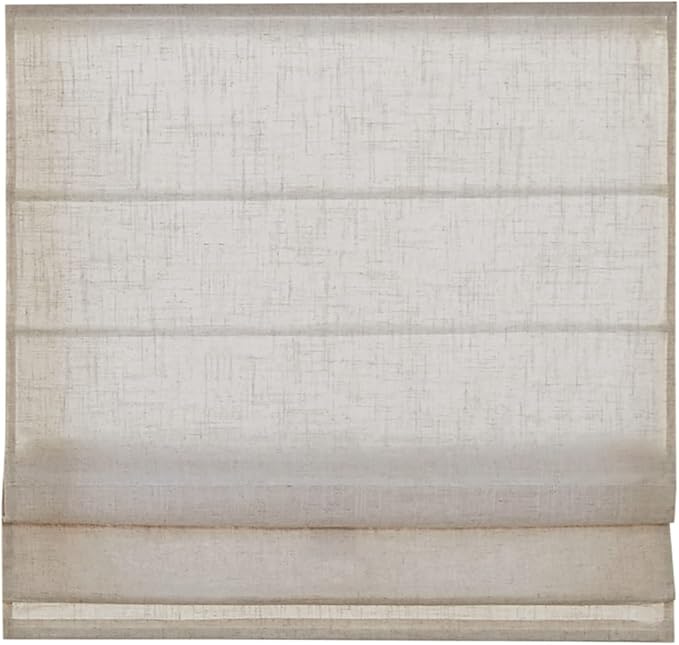 Madison Park Kyler Cordless Roman Shades - Single Panel, Lightweight Linen Blend Fabric, Natural Design, Easy Installation, Light Filtering Window Blind, Bedroom, Living Room Decor 29"W x 64"H Natural