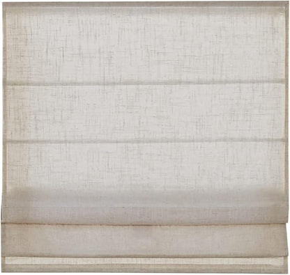 Madison Park Kyler Cordless Roman Shades - Single Panel, Lightweight Linen Blend Fabric, Natural Design, Easy Installation, Light Filtering Window Blind, Bedroom, Living Room Decor 27"W x 64"H Natural