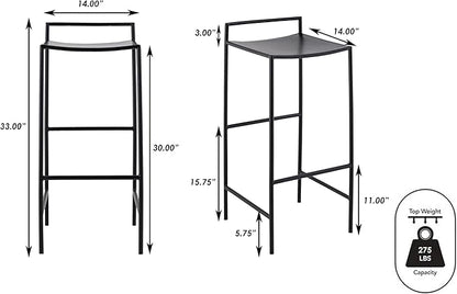 JONATHAN Y BSL1004A Svelte 30" Coastal Contemporary Iron Saddle-Seat Low-Back Bar Stool with Foot Rest for Home, Kitchen, Dining Room, Workspaces, Cafes and Resturants, Black Frame