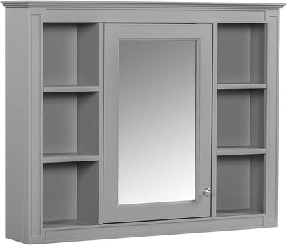 Bathroom Wall Cabinet with Mirror, 35'' x 27.5'' Medicine Cabinet with Mirror Door and Adjustable Shelves, Over Toilet Storage Cabinet, Wall-Mounted Bathroom Mirrors for Over Sink with Storage