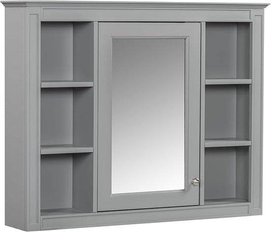 Bathroom Wall Cabinet with Mirror, 35'' x 27.5'' Medicine Cabinet with Mirror Door and Adjustable Shelves, Over Toilet Storage Cabinet, Wall-Mounted Bathroom Mirrors for Over Sink with Storage