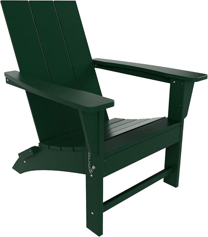 Costaelm Folding Adirondack Chairs, Outdoor Patio Adjustable Lawn Chairs, Weather Resistant Outside Firepit Chairs for Porch, Poolside, Garden, Backyard Deck, Dark Green