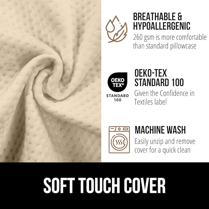 GORILLA GRIP Patent Pending Bed Wedge Pillow Headboard Gap Filler, US Designed, Comfortable Supportive High Density Foam Pillows, Stay in Place Gripping Dots, Wedges Between Mattress, Twin/XL Cream