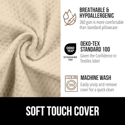 GORILLA GRIP Patent Pending Bed Wedge Pillow Headboard Gap Filler, US Designed, Comfortable Supportive High Density Foam Pillows, Stay in Place Gripping Dots, Wedges Between Mattress, Full Size Cream