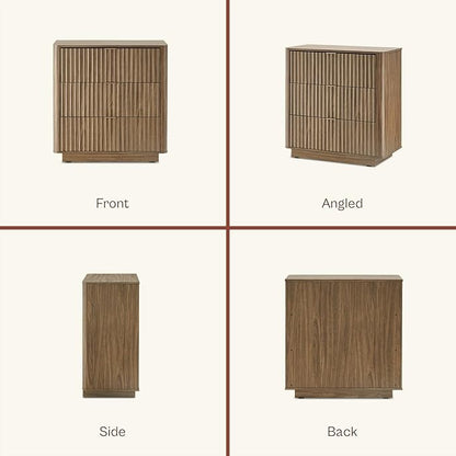 mopio Blake 3 Drawer Dresser for Bedroom, Chest of Drawers, Wood Dresser Organizer, Modern Farmhouse, Tall Night Stand, Enhanced Safety, Sturdy Compliant (1, Walnut, One Size)