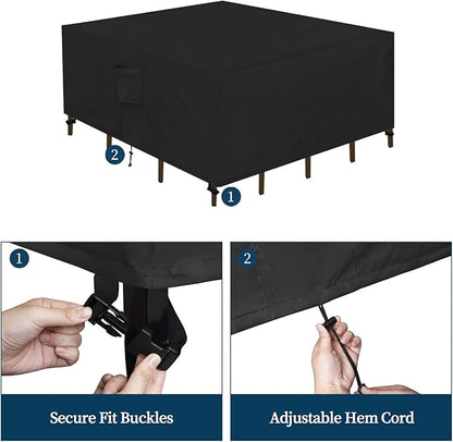 Easy-Going Patio Furniture Set Cover Waterproof Outdoor Square Table Cover with Seal Tape at Seams (49"L x 49"W x 28"H, Black)