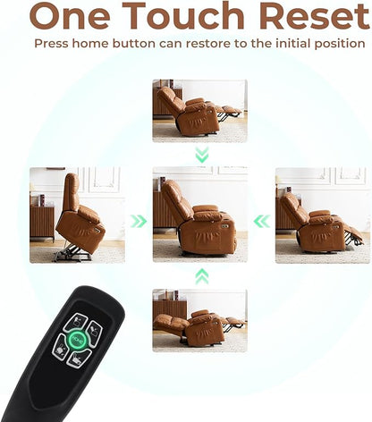 Dual Motor Power Lift Recliner Chair for Elderly with Massage and Heat, Oversized Lift Chair with Arm Storage, Lay Flat Lift Recliner for Adults, Big Tall, Infinite Position, Camel