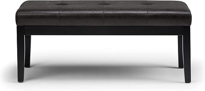 SIMPLIHOME Lacey 41 inch Wide Contemporary Rectangle Tufted Ottoman Bench in Distressed Black Vegan Faux Leather, Assembled, For the Living Room and Bedroom