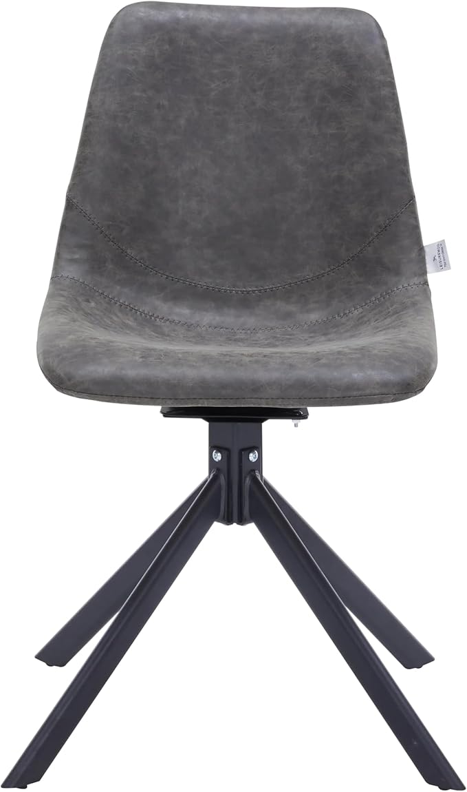 LeisureMod Markley Swivel Leather Dining Side Chair with Durable Iron Legs – Comfortable Accent Chair for Kitchen, Dining Room, or Office Set of 4