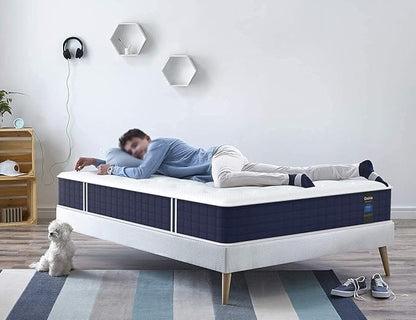 Coolvie Twin XL Mattress, 10 Inch Twin XL Size Hybrid Mattress, Individual Pocket Springs with Memory Foam, Bed in a Box, Cooler Sleep with Pressure Relief and Support