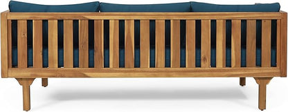 Christopher Knight Home Claremont Outdoor 3 Seater Daybed with Cushions - Acacia Wood - Teak/Dark Teal
