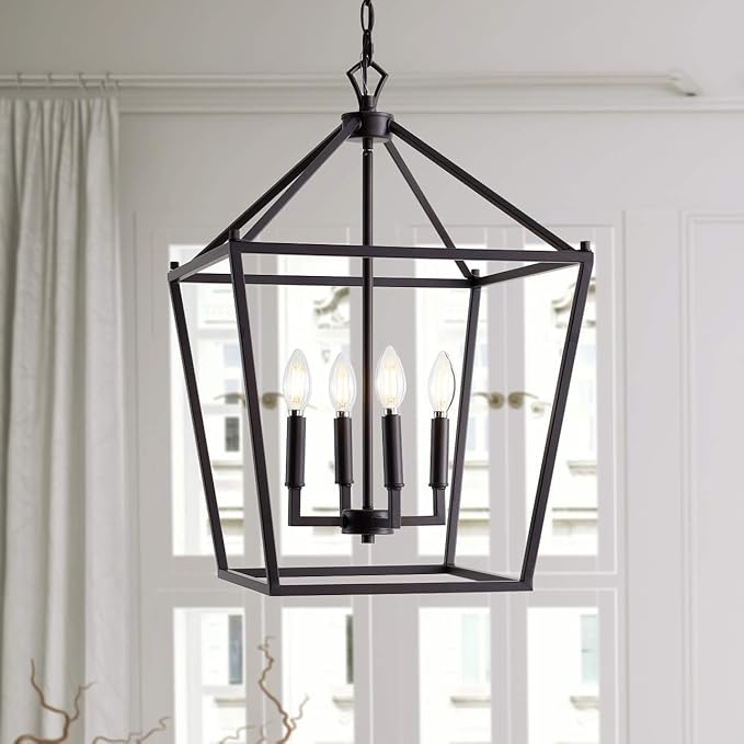 JONATHAN Y JYL7437A Pagoda Lantern Dimmable Adjustable Metal LED Pendant Classic Traditional Farmhouse Dining Room Living Room Kitchen Foyer Bedroom Hallway, 16 in, Oil Rubbed Bronze