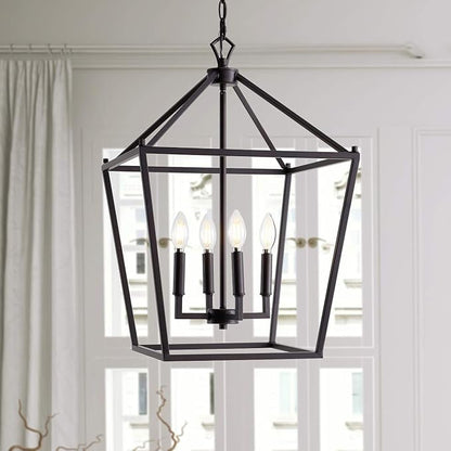 JONATHAN Y JYL7437A Pagoda Lantern Dimmable Adjustable Metal LED Pendant Classic Traditional Farmhouse Dining Room Living Room Kitchen Foyer Bedroom Hallway, 16 in, Oil Rubbed Bronze