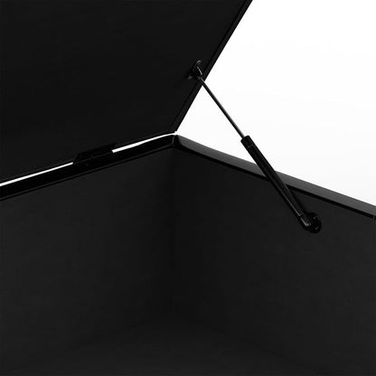 SIMPLIHOME Gabbie 36 inch Wide Contemporary Square Square Coffee Table Storage Ottoman in Midnight Black PU Black Faux Leather, Assembled, for The Living Room, Entryway and Family Room