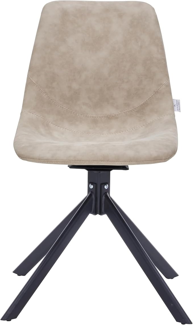 LeisureMod Markley Swivel Leather Dining Side Chair with Durable Iron Legs – Comfortable Accent Chair for Kitchen, Dining Room, or Office Set of 4