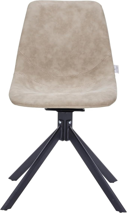 LeisureMod Markley Swivel Leather Dining Side Chair with Durable Iron Legs – Comfortable Accent Chair for Kitchen, Dining Room, or Office Set of 4