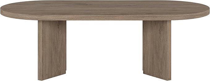 Henn&Hart 48" Oval Wood Low-Profile Coffee Table for Living Room, Family Room or Office, Antiqued Gray Oak