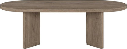 Henn&Hart 48" Oval Wood Low-Profile Coffee Table for Living Room, Family Room or Office, Antiqued Gray Oak