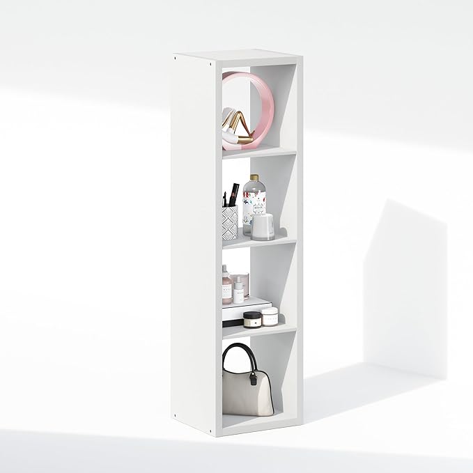 Furinno Cubic Closet Organizers and Storage, 4-Cube Closet Organizer, Open Shelf Closet Storage, Extra Thick Frame for Wardrobe, Bedroom, Living Room, White