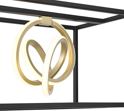 Possini Euro Design Christy 35 1/2" Modern Pendant Chandelier Ceiling Light Fixture Dining Room Over Table Kitchen Island Foyer Hanging Linear 3-Light LED Dimmable Black Gold Metal Hallway Entryway