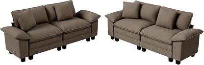 PHI VILLA Cloud Modular Couches Sets, 2 Pieces Sectional Loveseat Sofa Set, 4-Seater Comfy Couch for Living Room Apartment, Chenille Fabric, Taupe