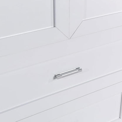 Polibi Tall Storage Cabinet with 2 Doors, 2 Drawers, 4-Tier Storage Racks of Each Door, Adjustable Shelf, Floor Free-Standing Cabinet for Bathroom, Living Room, MDF, White