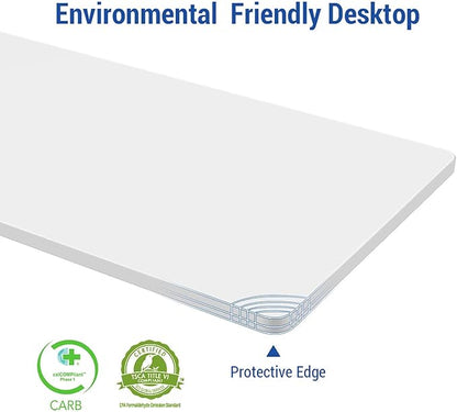 FLEXISPOT EN1 Whole-Piece Standing Desk 48 x 30 Inches Electric Height Adjustable Desks for Home Office Stand Up Desk (Silver Frame + 48 in White Top, 2 Packages)