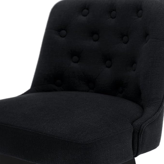 MINCETA Bar Stools Set of 2, 26 Inch Upholstered Barstools with Low Tufted Back and Footrest, Swivel Counter Height Barstools for Kitchen Island Home Bar Performance Fabric Black