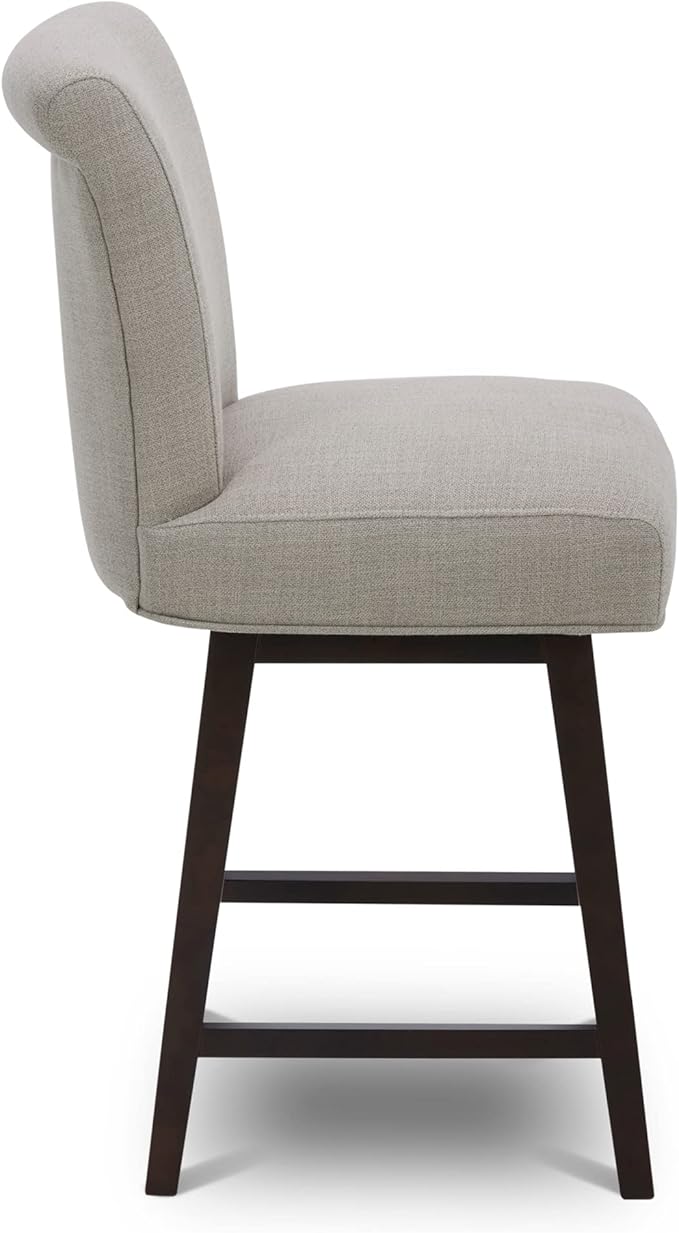 CHITA 26 Inch Counter Height Swivel Bar Stools Set of 2, FSC Certified Modern Fabric Swivel Barstool Chair with Back, Flax Beige