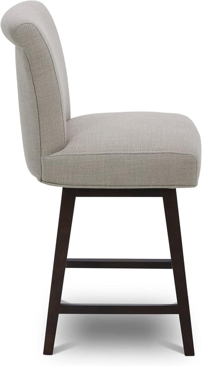 CHITA 26 Inch Counter Height Swivel Bar Stools Set of 2, FSC Certified Modern Fabric Swivel Barstool Chair with Back, Flax Beige