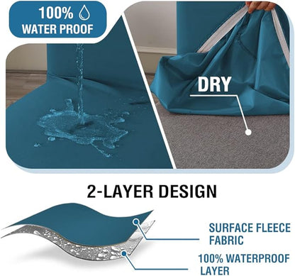 H.VERSAILTEX 100% Waterproof Bar Stool Cover Stretch Counter Stool Pub Chair Slipcover for Dining Room Removable Soft Thick Solid Fleece Fabric Bar Stool Slipcovers Set of 4, Peacock Blue
