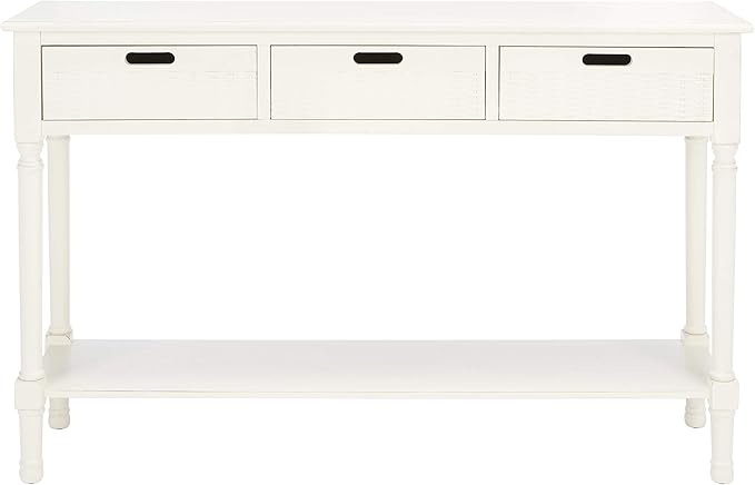 SAFAVIEH Home Collection Landers Distressed 3-Drawer Console Table CNS5711A, Distrssed White