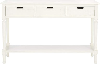 SAFAVIEH Home Collection Landers Distressed 3-Drawer Console Table CNS5711A, Distrssed White