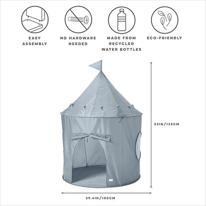 3 Sprouts Kids Play Tent - Sustainable Recycled Fabric – Fun Spacious Childs Playhouse for Indoor Games for Boys & Girls - Durable Fort Pop Up House for Toddlers & Children Age 3-10 - Blue