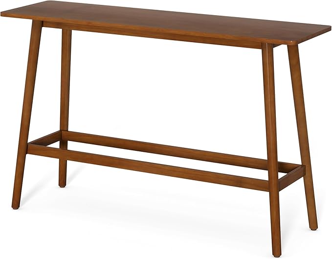 LITTLE TREE 63" Bar Table, Counter Height Table with Solid Wood Legs, Retro Long Kitchen Bar Table for Home Kitchen, Dining Room, Living Room, Bistro, Balcony,Pub (Rustic Brown)