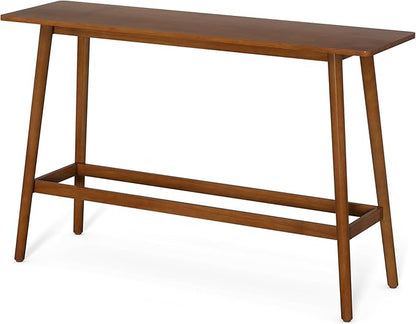 LITTLE TREE 63" Bar Table, Counter Height Table with Solid Wood Legs, Retro Long Kitchen Bar Table for Home Kitchen, Dining Room, Living Room, Bistro, Balcony,Pub (Rustic Brown)
