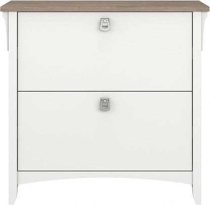 Bush Furniture Salinas 2 Drawer Lateral File Cabinet in Shiplap Gray and Pure White, Home Office Storage Solution, Organizer with Drawers for Workspace, Filing Unit